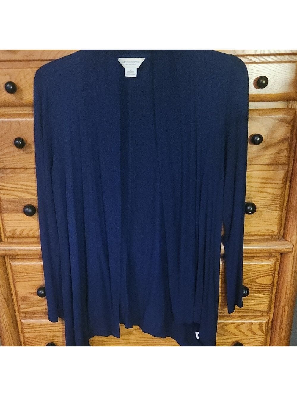 Liz Claiborne Navy Lightweight Open Front Spring Med Soft Comfy Casual Cardigan